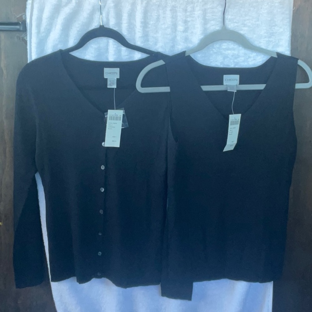 Chico's Black Cardigan and Tank Set
